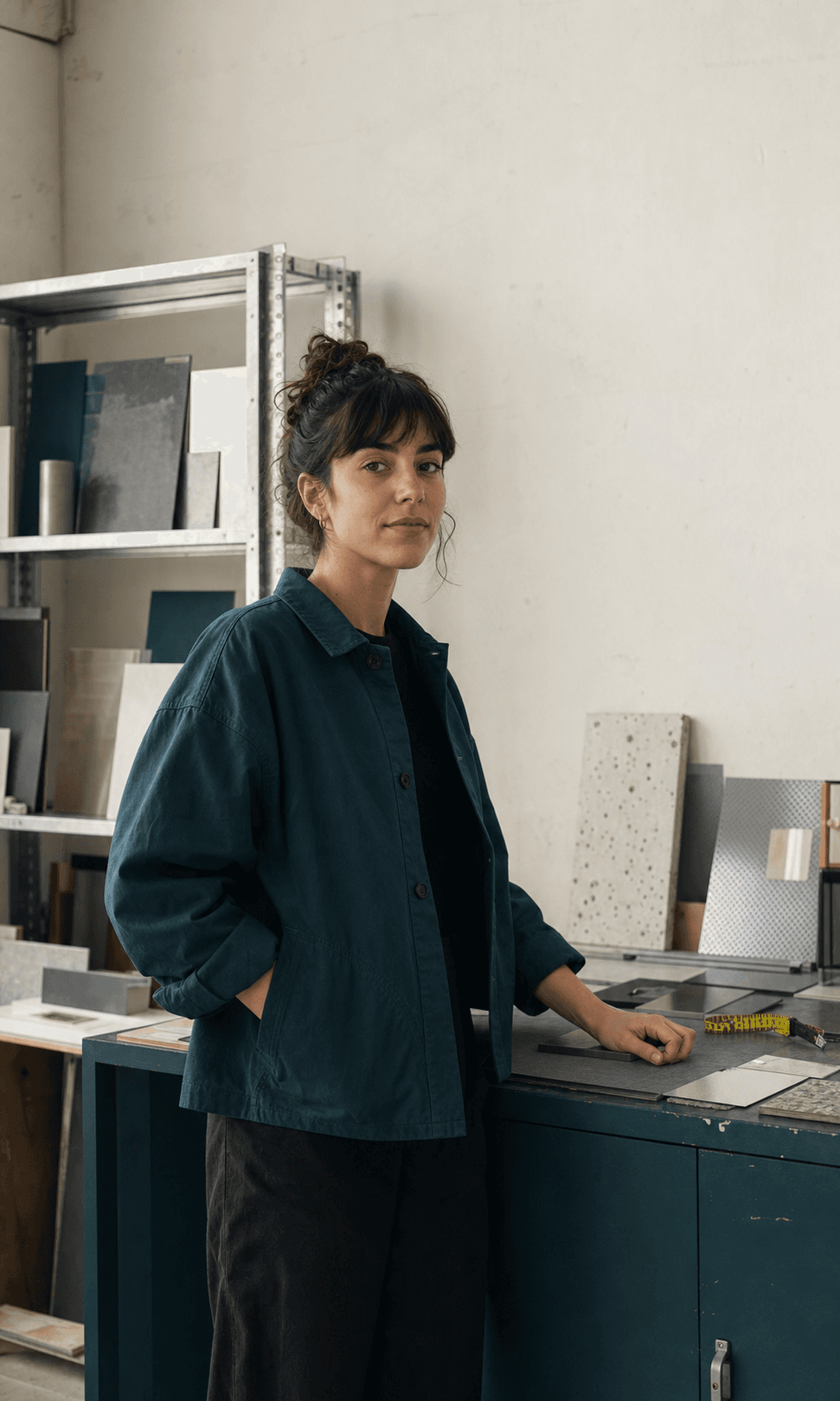 A founder portrait against a studio wall