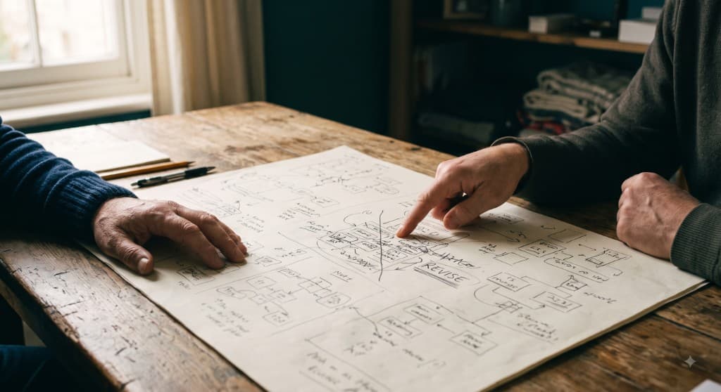 A revise diagram during a working session